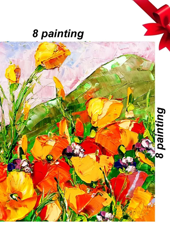 California Poppy Painting Original Art Impasto Oil Painting Flower Small Artwork Impressionist Art Gifts by ArtProkopaloSv