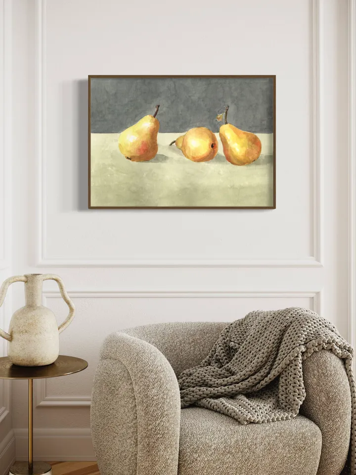 Pear Painting,Vintage Still Life, Farmhouse Kitchen, Vintage Art Print,Minimalist Poster, Art For Kitchen, Fruit Painting,Abstract Art Print