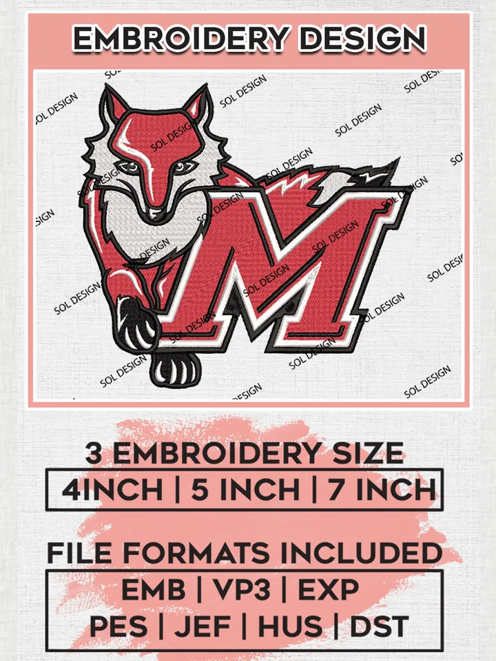 Marist Red Foxes College Football Team Mascot Logo embroidery designs, NCAA Marist Red Foxes Logo Machine embroidery designs, NCAA Logo embroidery designs, NCAA Lopes Machine embroidery designs, Digital Download