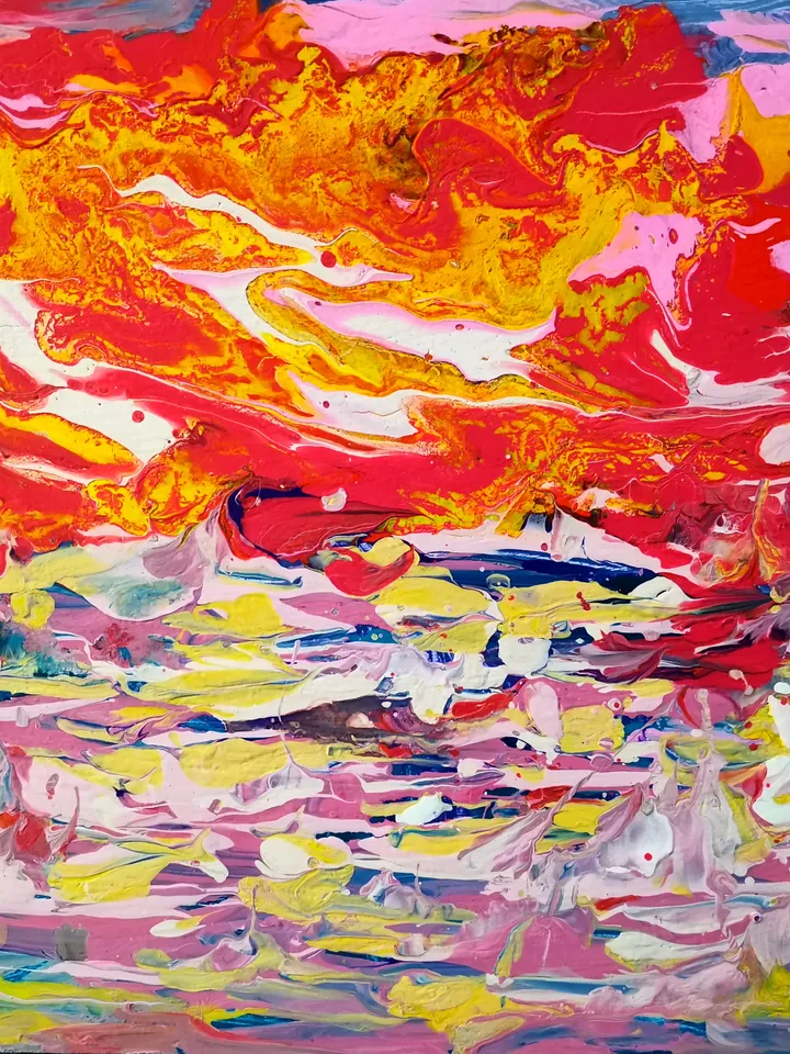 Waves Storm Sea Sunset Original Art Bright Painting Artist Svinar Oksana