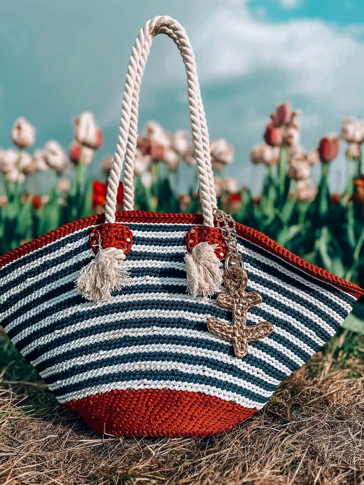 Crochet pattern anchor pendant digital instant download and video tutorial, bags charm, sea creature crochet, keychain ocean crochet