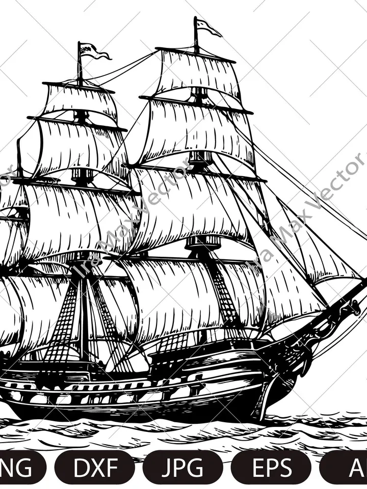 Pirate Ship Svg, Ship Svg, Sail boat Svg, Pirate Ship Clipart, Pirate Ship Cricut, Sea Ship Svg, Pirate Ship Shirt, Pirate Png, Frigate