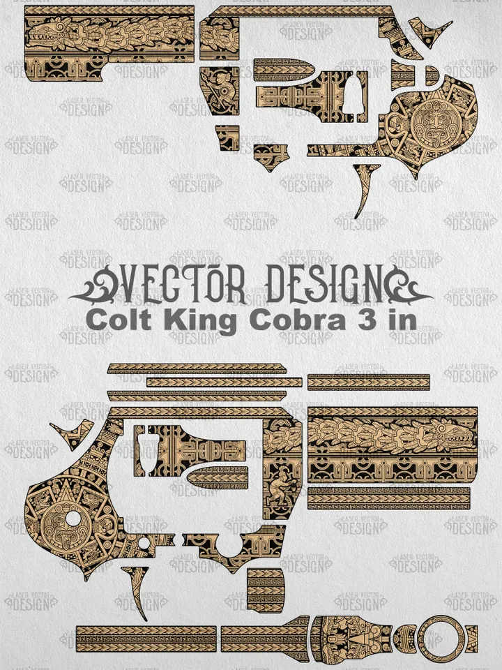 VECTOR DESIGN Colt King Cobra 3 in Aztec calendar