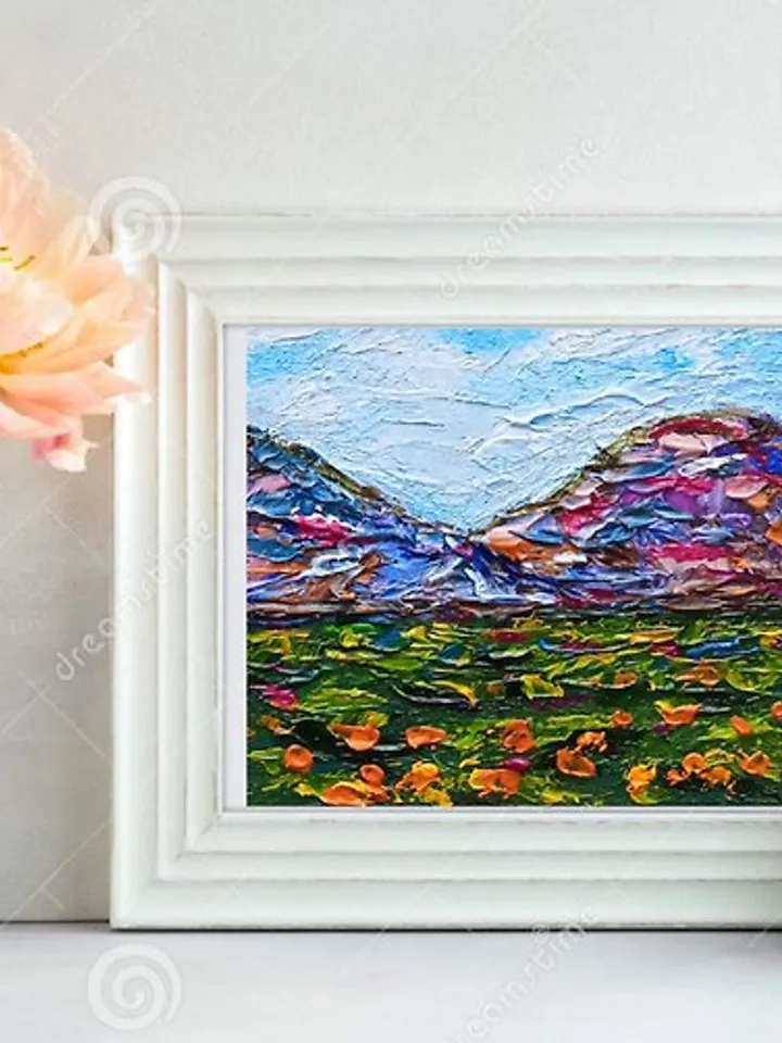 Mini Oil Painting Mountain Landscape Painting in Dollhouse Dollhouse Interior