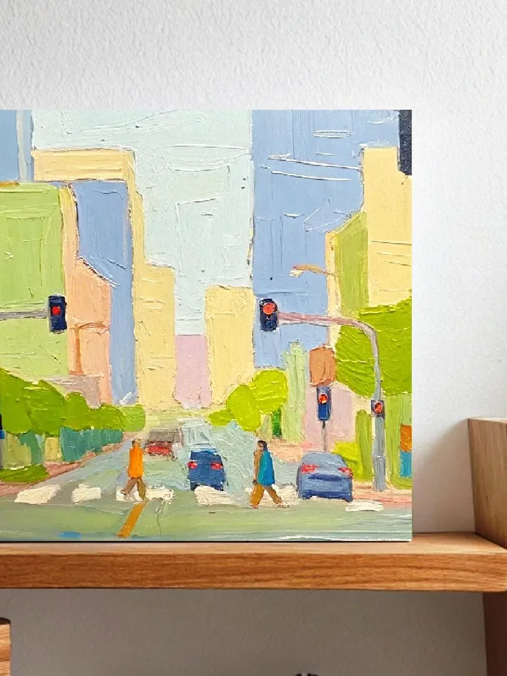 Los Angeles Oil Painting Street Original Art Impasto Scene Sunset Boulevard Impressionist Oil Painting Trees Car Cityscape Art Gift