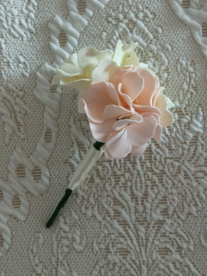 Handmade bridal bouquet double and boutonniere for groom/wedding bouquet/boutonniere for the groom/ wedding boutonniere