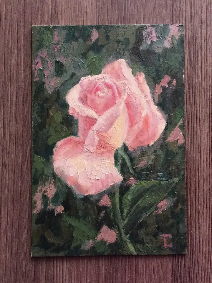 "Rose" oil small painting flower stilllife original wall art picture artwork floral