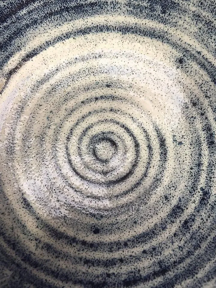 Black and Blue Crystals Glaze Ceramic Bowl