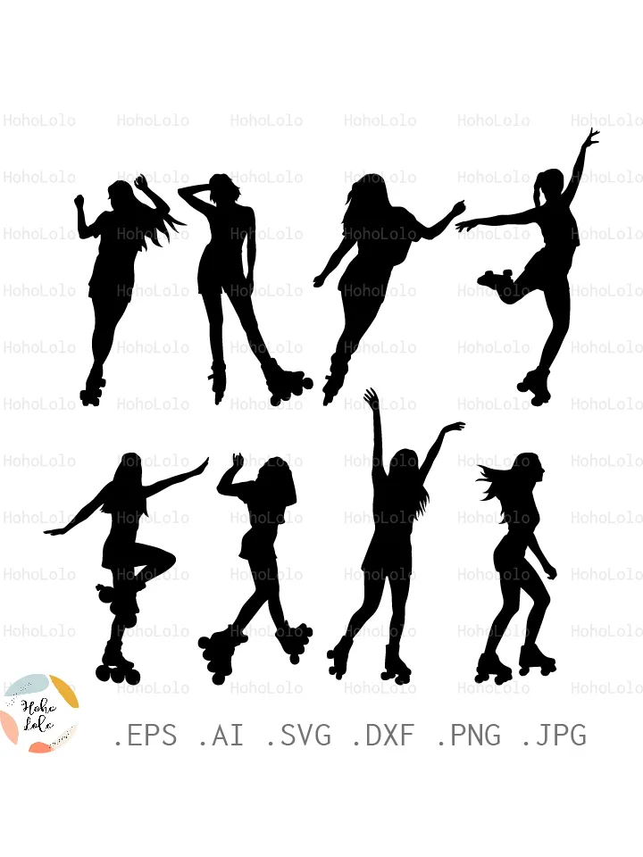 Girl Roller Skates Svg, Girl Roller Skates Silhouette, Girl Roller Skates Cricut, Girl Roller Skates Stencil, Girl Roller Skates Templates Dxf, Girl Roller Skates Png