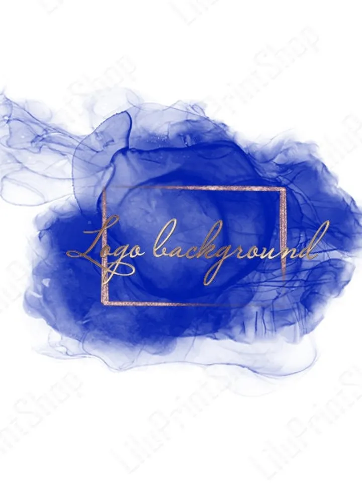 Blue & gold Logo Background Png, Alcohol ink Blue logo design Watercolor splash logo digital. Instant download