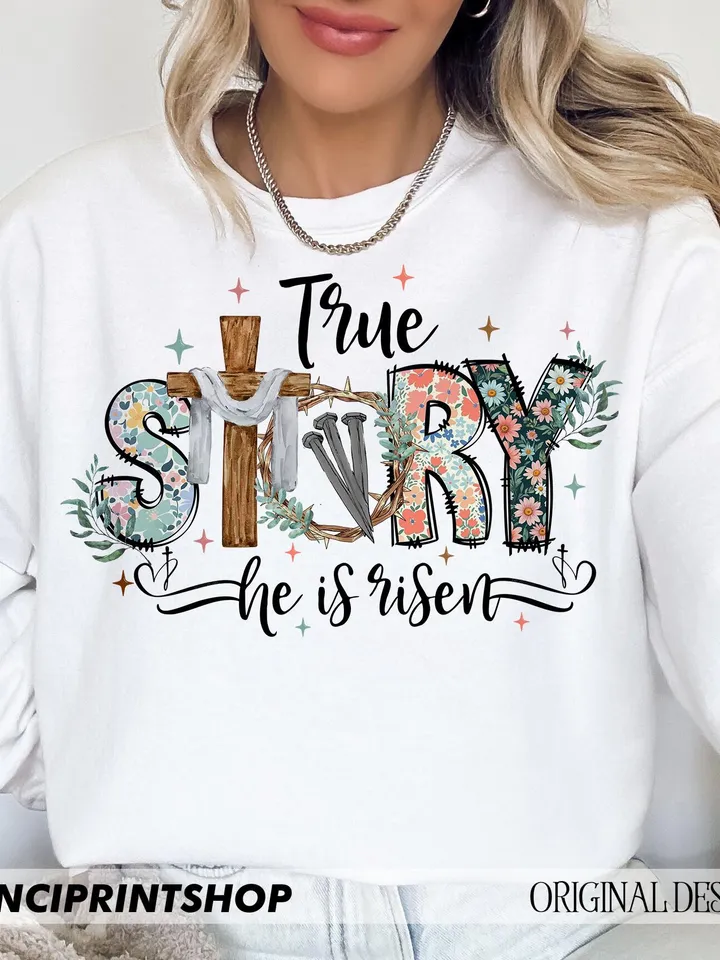 True story he is risen png, Easter Christian png, Retro Easter png, Bible Verse png, Easter png, Jesus Christian png, Religious png design
