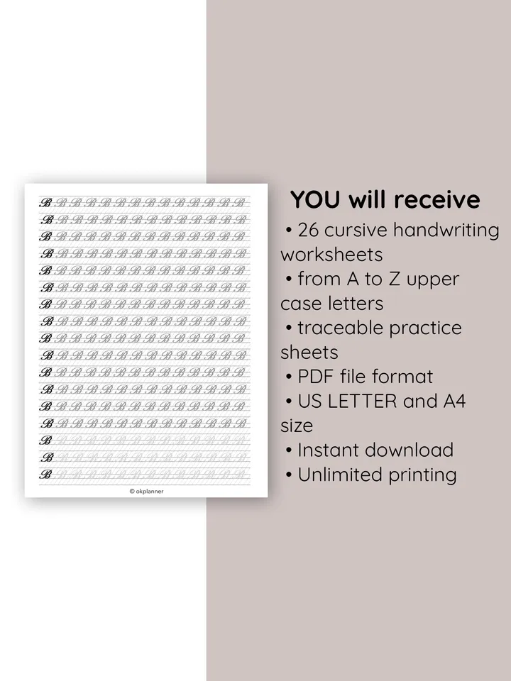 Calligraphy Uppercase Handwriting Worksheets: Traceable Practice for Kids' Writing Skills. Printable writing templates. Cursive handwriting lessons. Handwriting practice for children. Calligraphy for beginners
