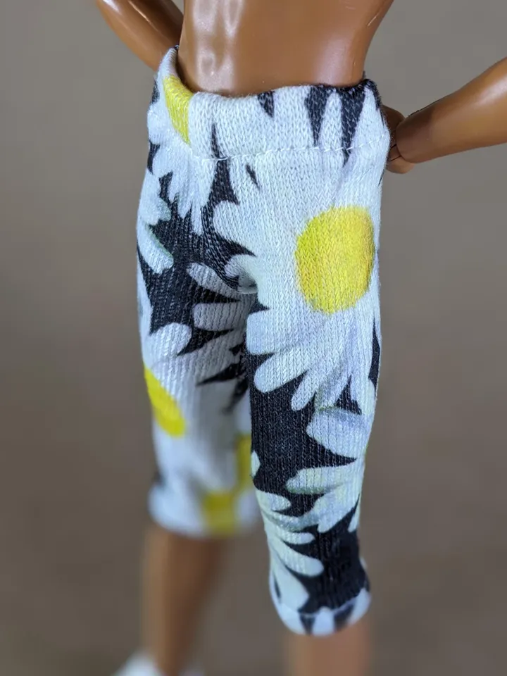 Floral printed elastic long shorts for for 12 inch fashion male dolls