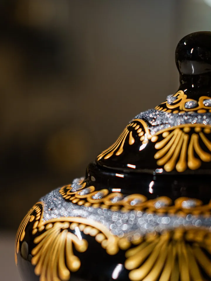 Handmade Serving Bowl | Black and Gold Decorative Candy Bowl