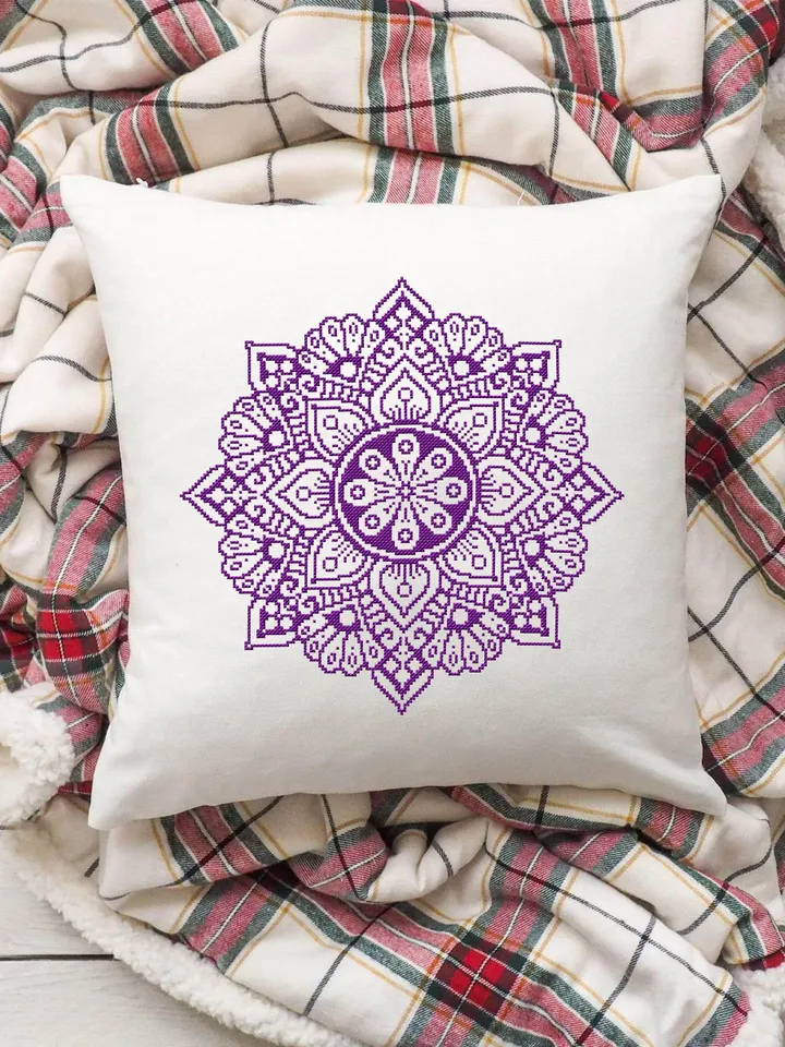 Mandala set cross stitch pattern download PDF Monochrome mandala cross stitch chart, Awesome pattern digital PDF, Mandala flower stitch #S25