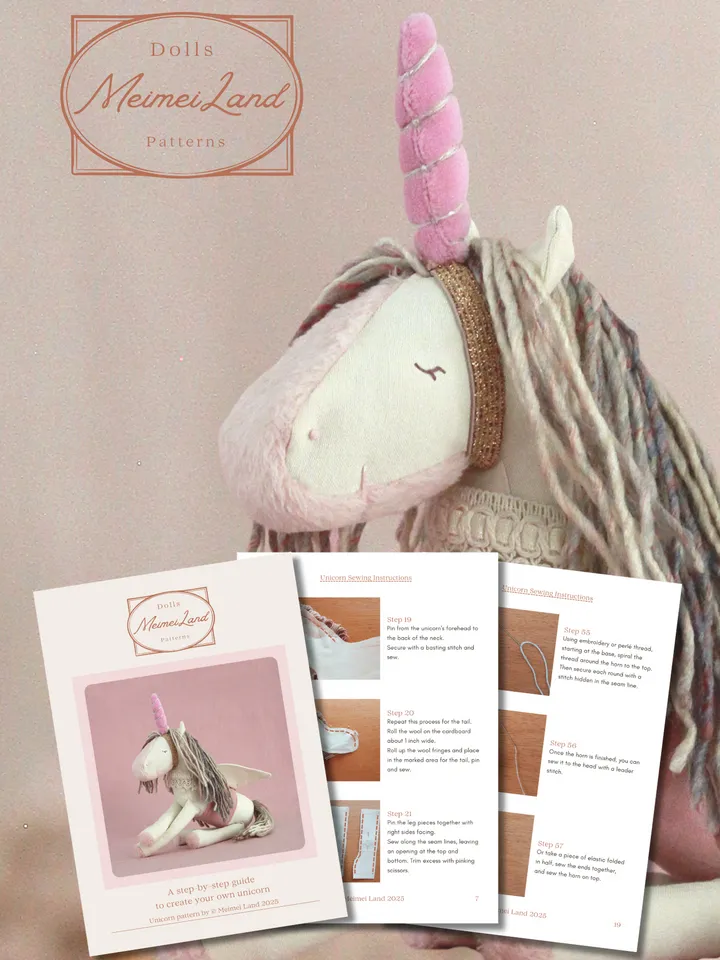 Unicorn and Horse Doll - Digital PDF pattern and Sewing Instructions