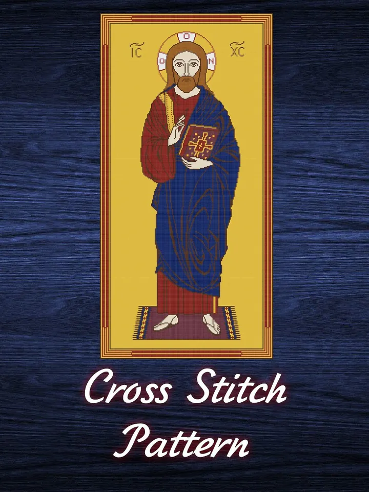 Cross Stitch Pattern Icon Jesus Christ Digital Download PDF