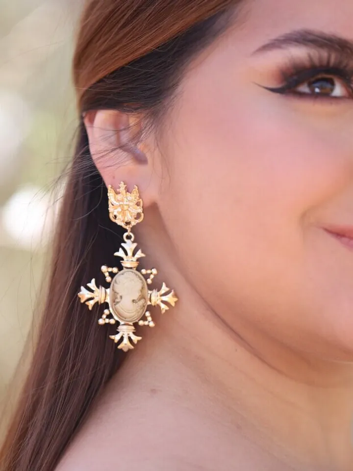Boho Wedding Earrings, Cross Baroque Bridal Earrings, Chandelier Statement Wedding Earrings, Statement Wedding Jewelry, Jewellery, Gift