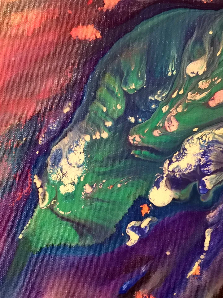 Sea Art Original Oil Painting Abstract Ocean Stingray Fish Underwater Artist Svinar Oksana