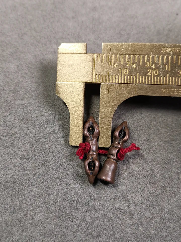 Gandhanra Handmade Tibetan Amulet Pendant,Mini Vajra and Dorje Bell, Mala Marker Bead Accessories, Made of Red Copper
