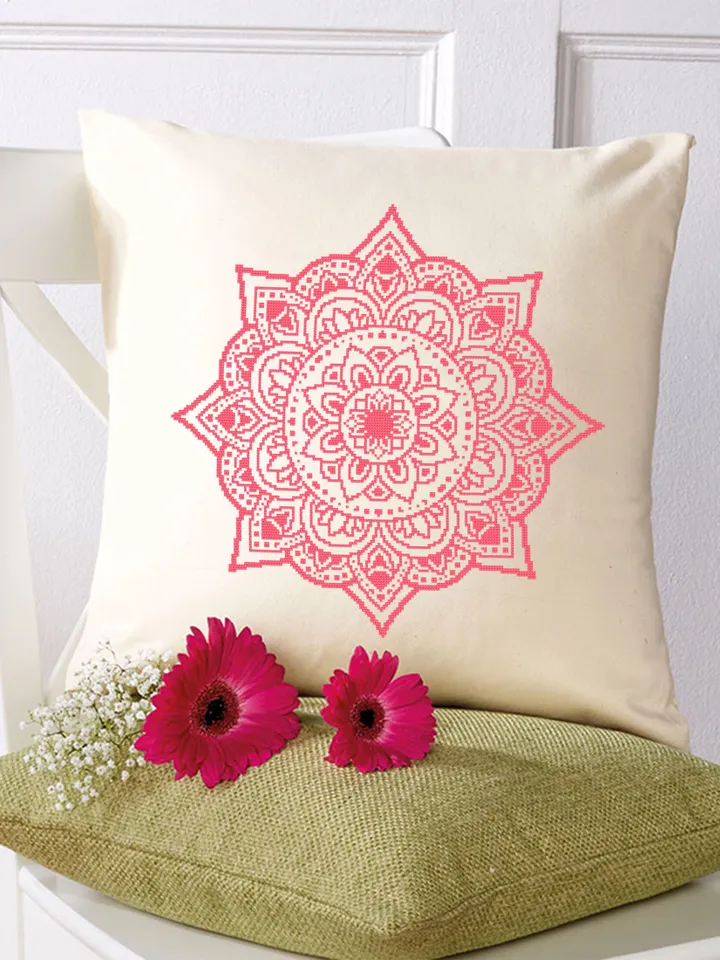 Flower mandala cross stitch pattern PDF download, Floral mandala pattern digital PDF, Mandala ornament cross stitch chart, Home decor #M238