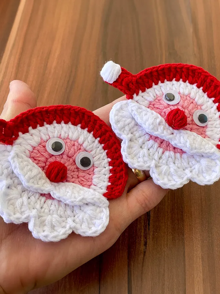 Crochet Santa Claus Face Applique - Crochet Xmas Tree Decor - Beginner-Friendly Crochet Santa Claus Pattern