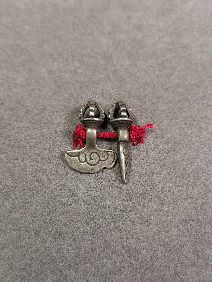 Gandhanra Handmade Tibetan Amulet Pendant,Mini Phurba and Kartika(knife of the dakinis) ,for Prayer Bead Counter,Mala Bead Accessories