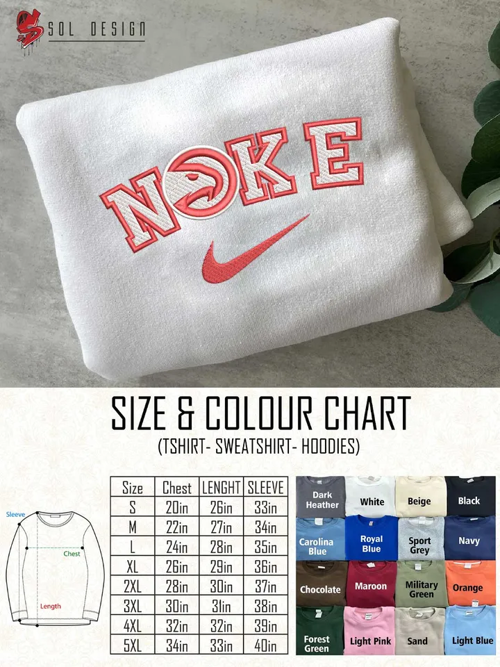 Ni.kee Atlanta Hawks Embroidered Sweatshirt, NBA Hawks Basketball Team Embroidered T Shirt, NBA Team Embroidered Sweater, NBA Atlanta Hawks Shirt, Basketball Team Embroidered Hoodie