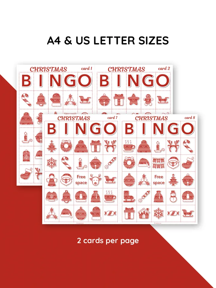 Christmas bingo game. Family game. Stocking stuffers. Holiday tradition. Christmas bingo cards. Christmas party game.