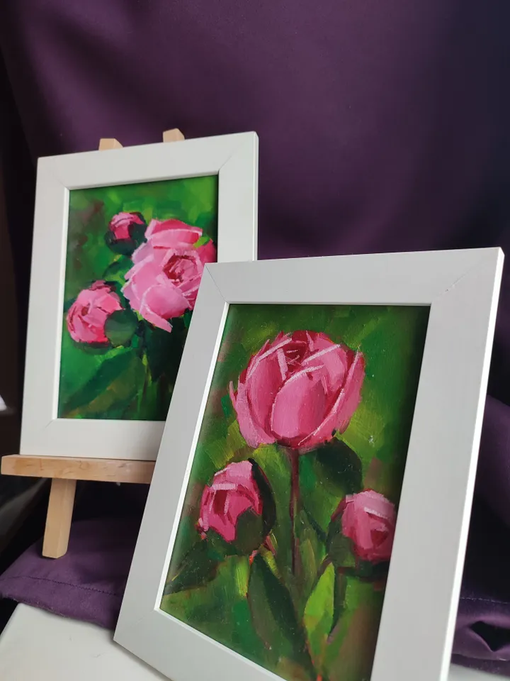 painting of Peonies oil on canvas 13*18cm