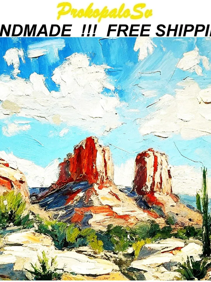 Sedona Painting Original Art Arizona Landscape Impasto Oil Painting Landscape Small Artwork Art Gift by ArtProkopaloSv