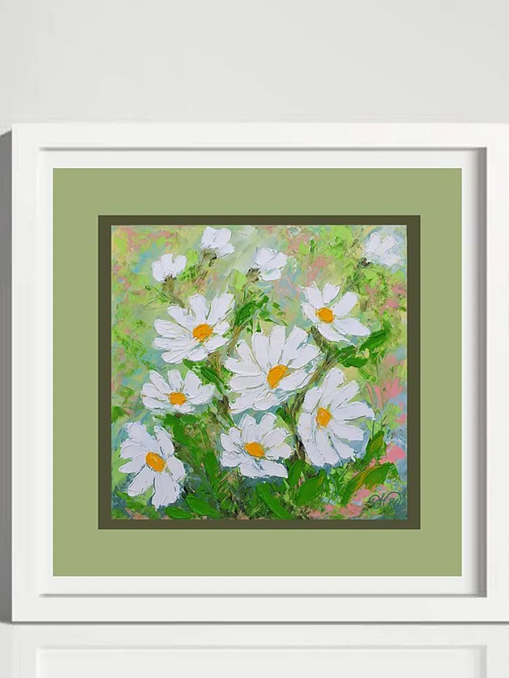 Daisy Painting Floral Original Art Flower Wall Art Small Impasto Oil Painting