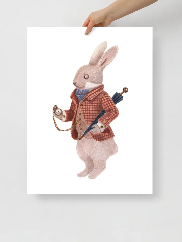 Rabbit Watercolor Wall Art Print Bunny Rabbit Alis In Wonderland White Rabbit Gift Woodland Rabbit Gift Bunny Painting Rabbit Decor Print