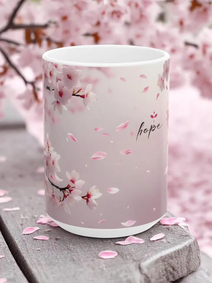 Cherry Blossom Mug, Tea Lover Gift, Inspirational Kitchen Decor, Mother's Day Gift, Spring Mug, Gift for Her, 11oz 15oz Ceramic Mug