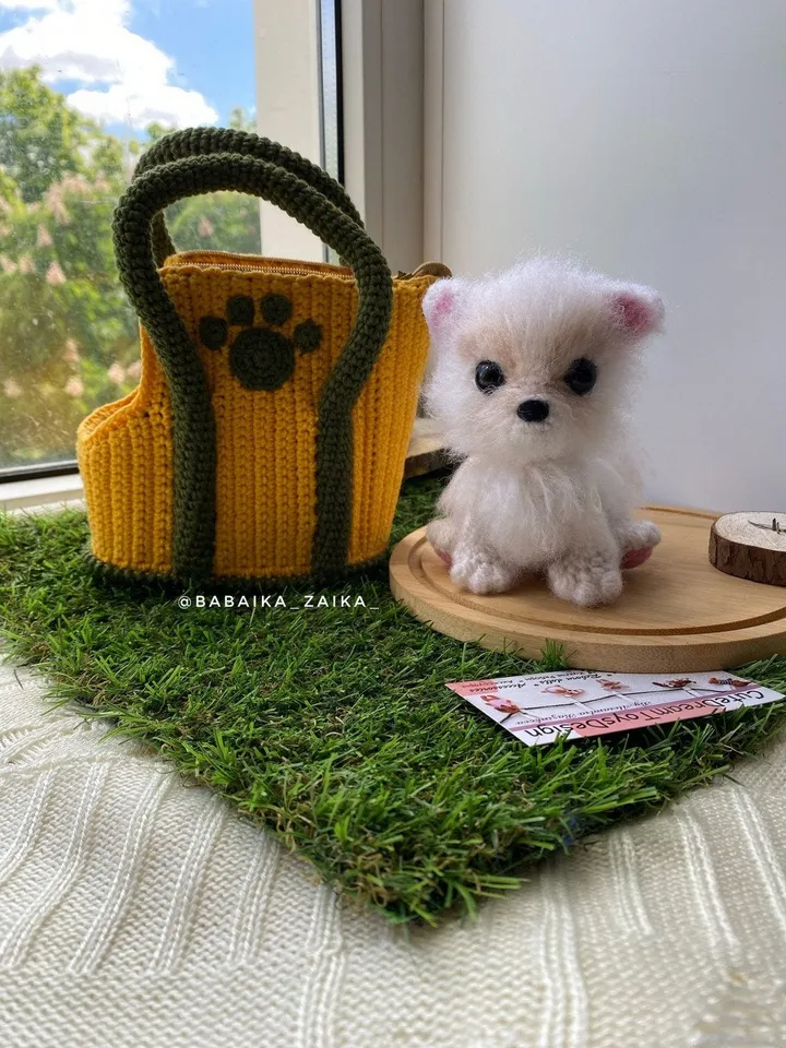 PDF Crochet Spitz Dog Puppy in a bag, Amigurumi Dogs , Pomeranian pattern, Crochet Animal Pattern, Crochet Puppy Pattern, Amigurumi baby toy