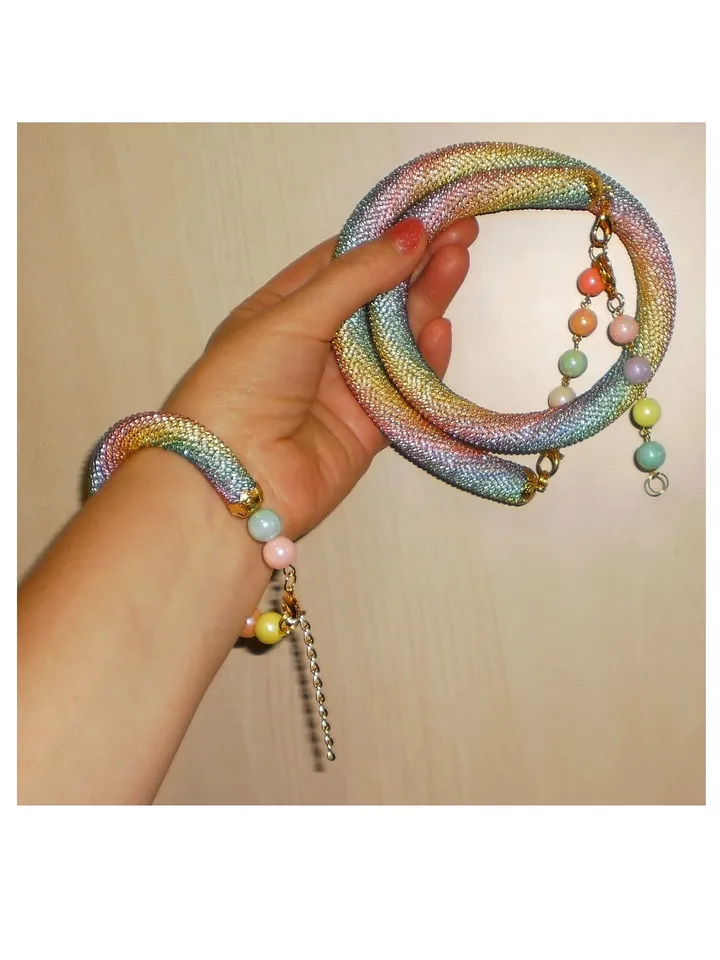 PDF Bead Crochet rope patterns, "Victory" necklace and bracelet