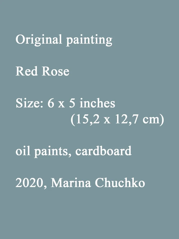 Red Rose Painting 6x5" Flower Art ORIGINAL PAINTING Signed by artist Marina Chuchko Oil Painting Impressionist