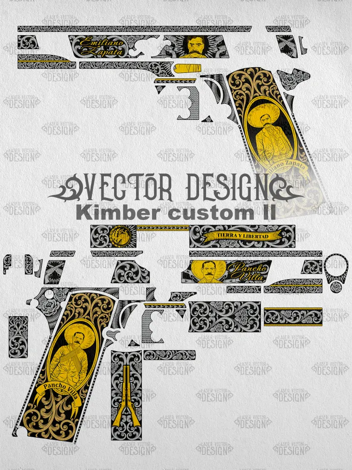 VECTOR DESIGN Kimber custom ll Emiliano Zapata and Pancho Villa