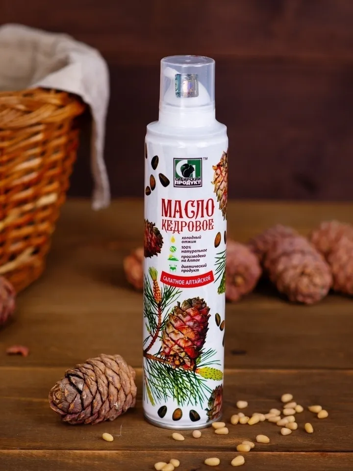 Unrefined pine nut spray oil "Altai", 250ml/cedar/natural