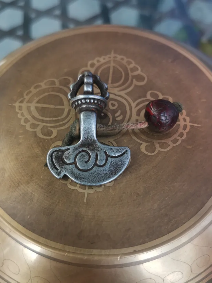 Gandhanra Antique Tibetan Amulet Pendant,Kartika(knife of the dakinis), Trantic Buddhism Dharma, Made of Thunder Iron