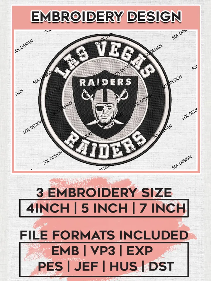 Las Vegas Raiders Circle Logo Embroidery Designs, NFL Raiders Embroidery Designs, NFL Embroidery Designs, NFL Las Vegas Raiders Machine Embroidery Design, Digital Download