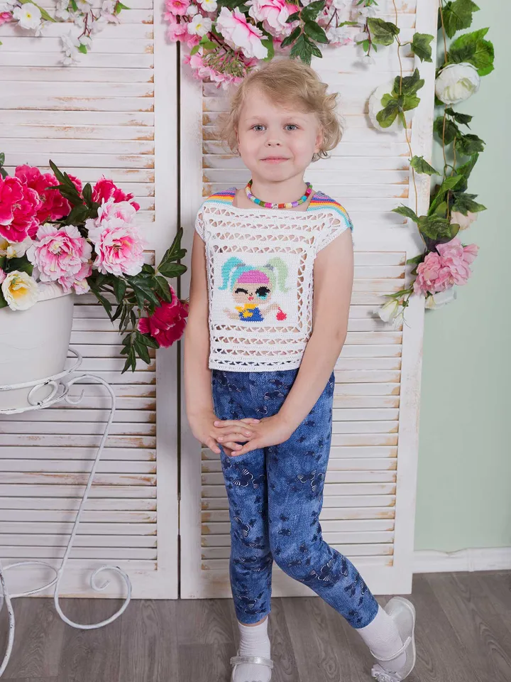 Girl’s Intarsia Crochet Top Pattern – Top The Doll