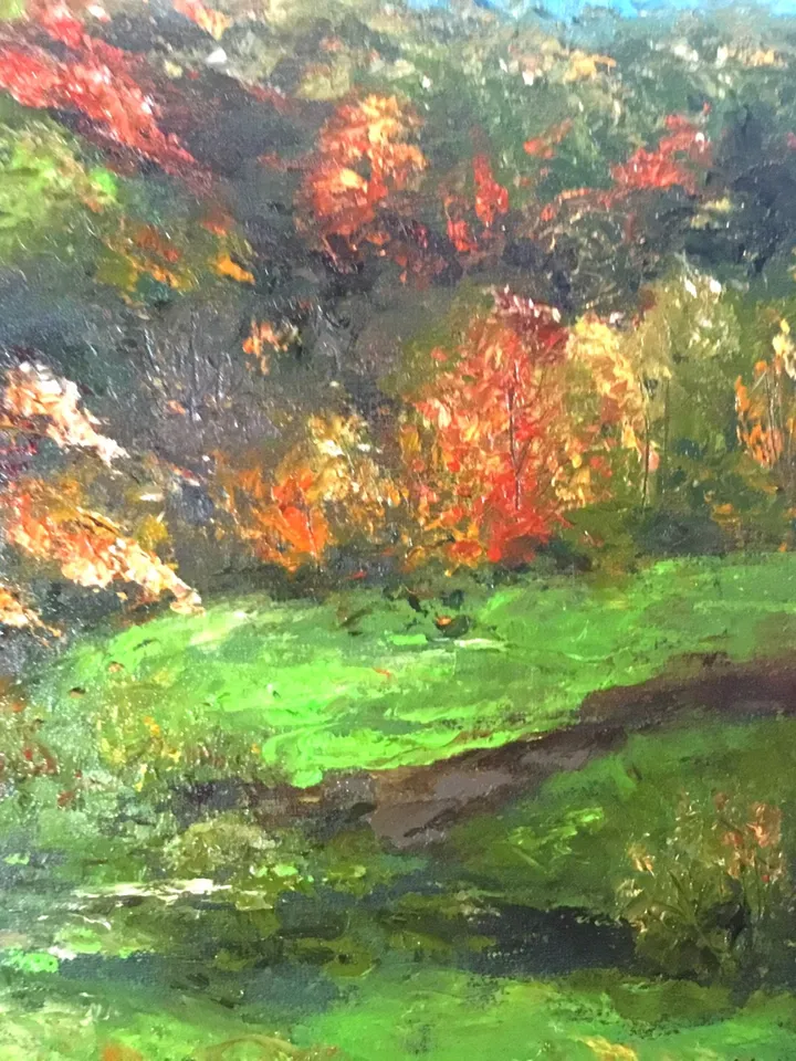 Autumn Landscape painting ,a barn house in the autumn wood painting,original oil painting.