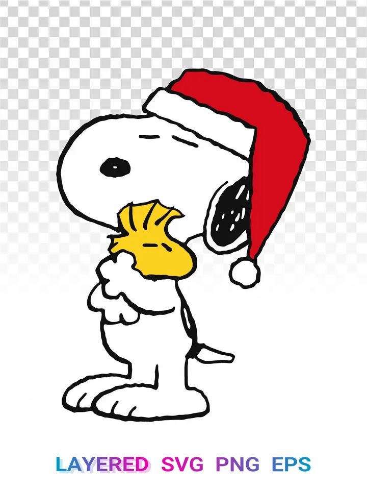Snoopy Woodstock Christmas SVG, Peanuts Santa Hat PNG