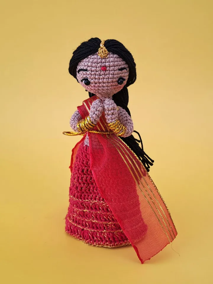 Crochet indian baby doll. indian handmade gift. amigurumi indian doll.