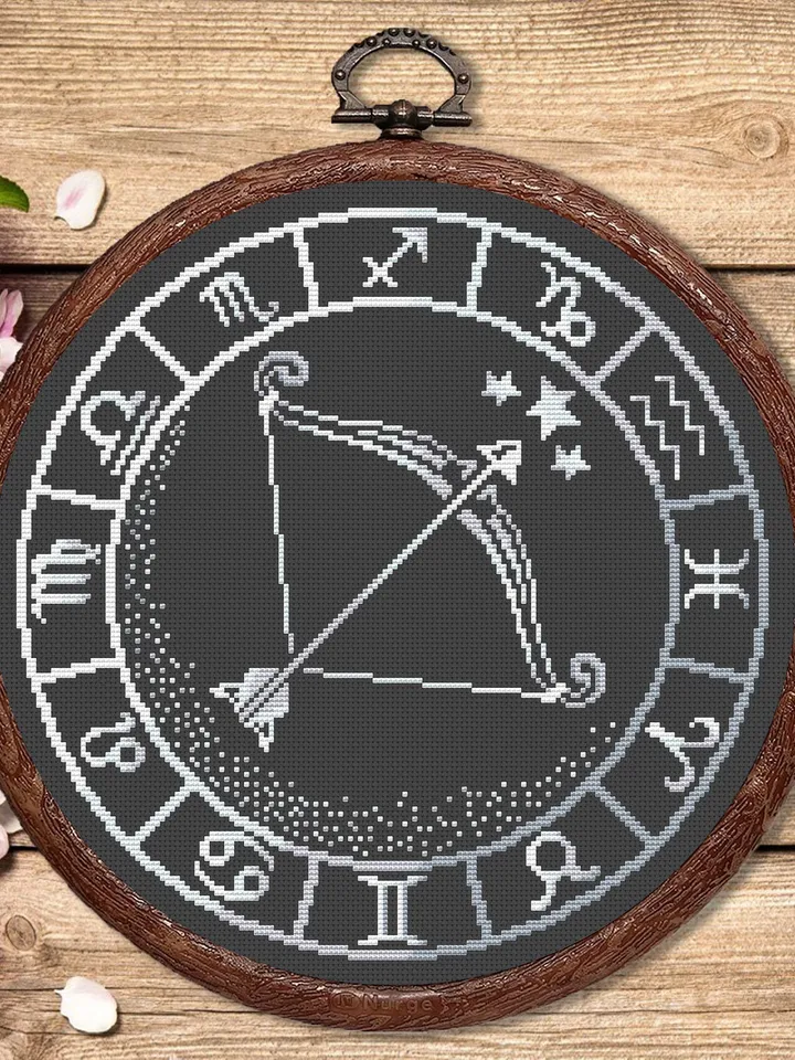 Sagittarius Silver Cross Stitch Pattern, Zodiac Cross Stitch, Astrology Cross Stitch, Sagittarius Pattern, Zodiac Sign Cross Stitch #zdc022