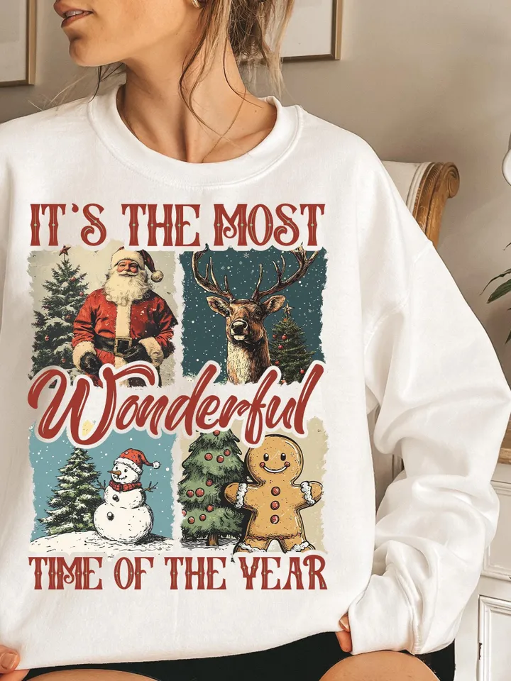 It's the most wonderful time of the year png, Santa Claus png, Vintage Christmas png, Christmas Coquette bow png, Reindeer snowman png