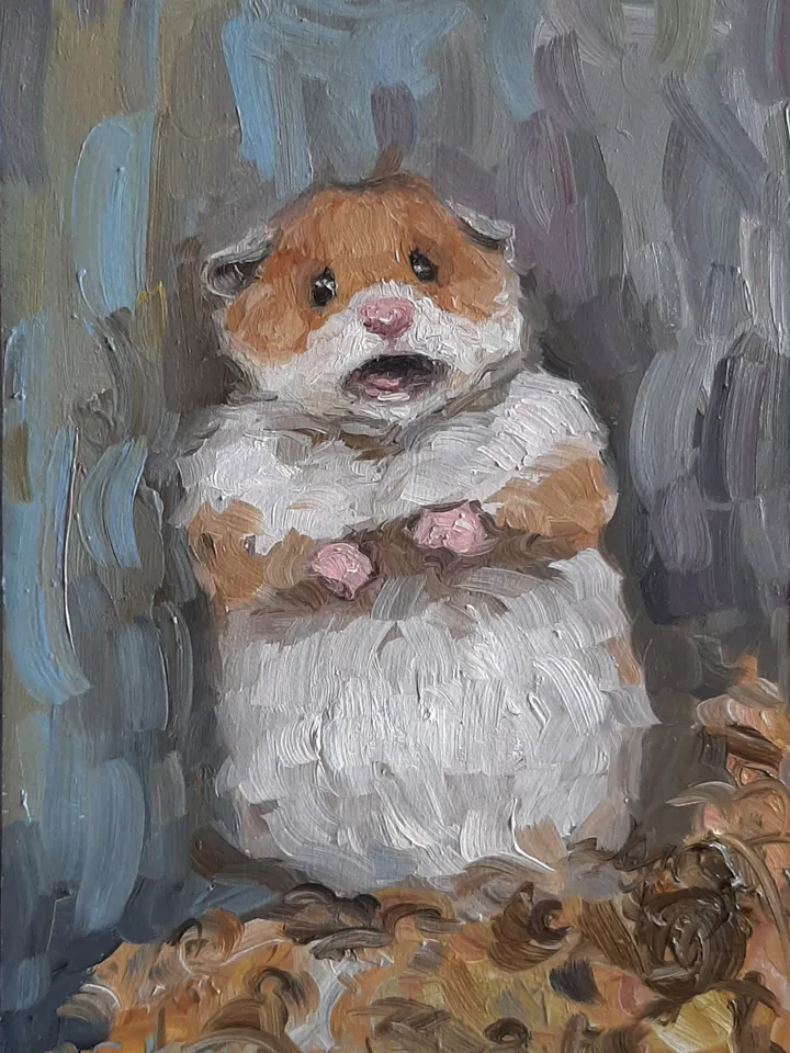 Humster meme oil painting Funny animal wall art