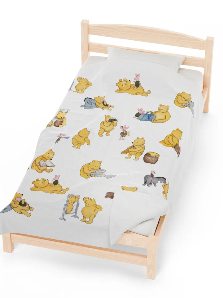 Winnie the Pooh Cozy Plush Blanket; Winnie the Pooh Baby Blanket; Hundred Acre Wood Blanket Gift for baby;