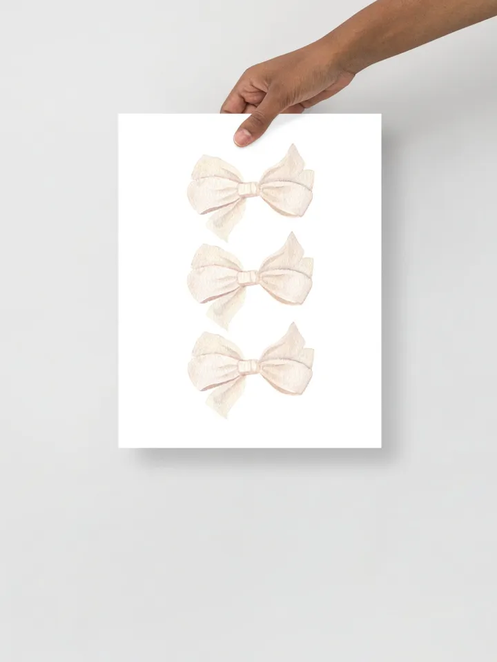 White Bow Watercolor Painting Print, Ivory Cream Poster, Elegant Bow Poster, Grandmillennial Bow, Gift For Teen Girl, Hamptons Stylel